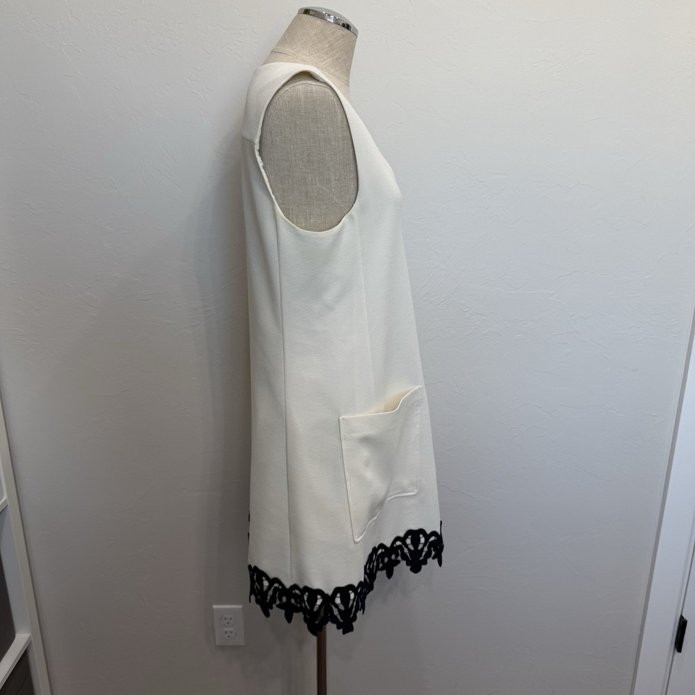 See by Chloe 40 US XS Crepe Mini Dress Jumper A-Line V-Neck Lace Hem Oversized - Picture 6 of 16